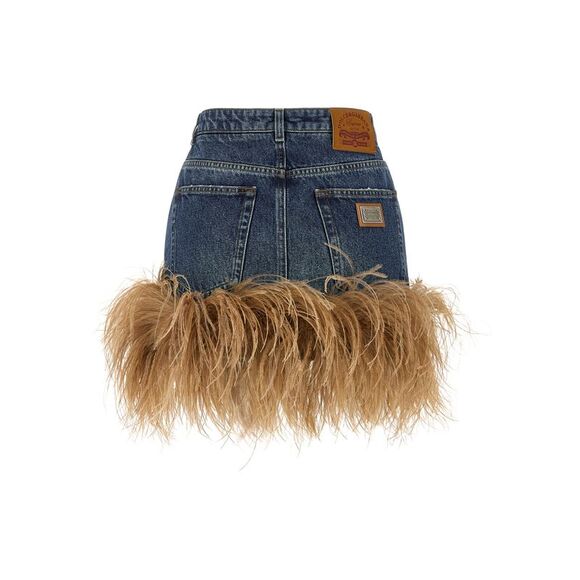 Dolce & Gabbana Women's Feather Denim Skirt - Picture 2 of 5
